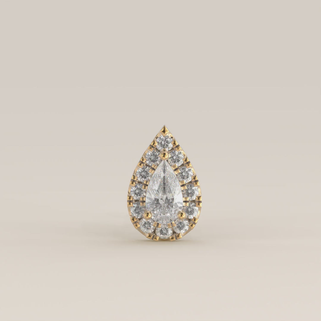 Halo Pear Lab Grown Diamond Piercing