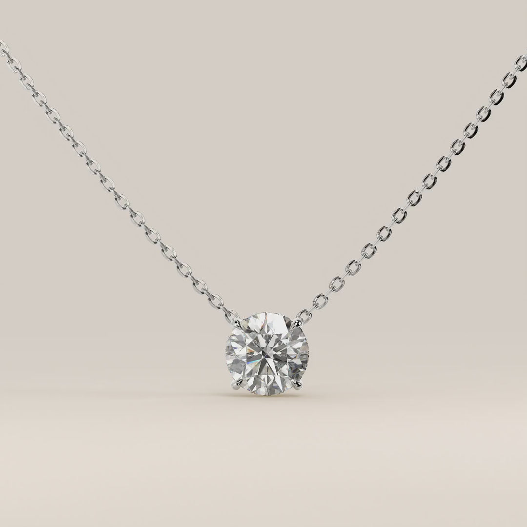 Lisa - Round Lab Grown Diamond Necklace with Hidden Halo