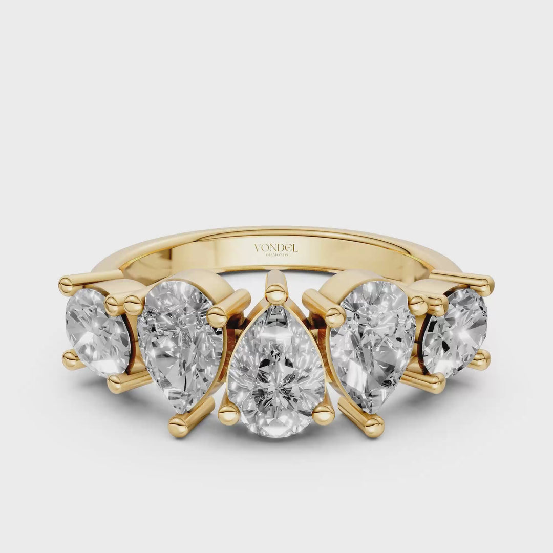 Fancy Shape Pear Oval Ring - 18K Geelgoud - 1,84 ct