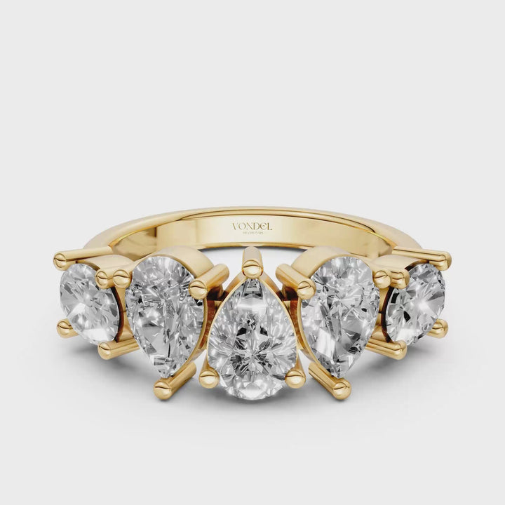 Fancy Shape Pear Oval Ring - 18K Geelgoud - 1,84 ct