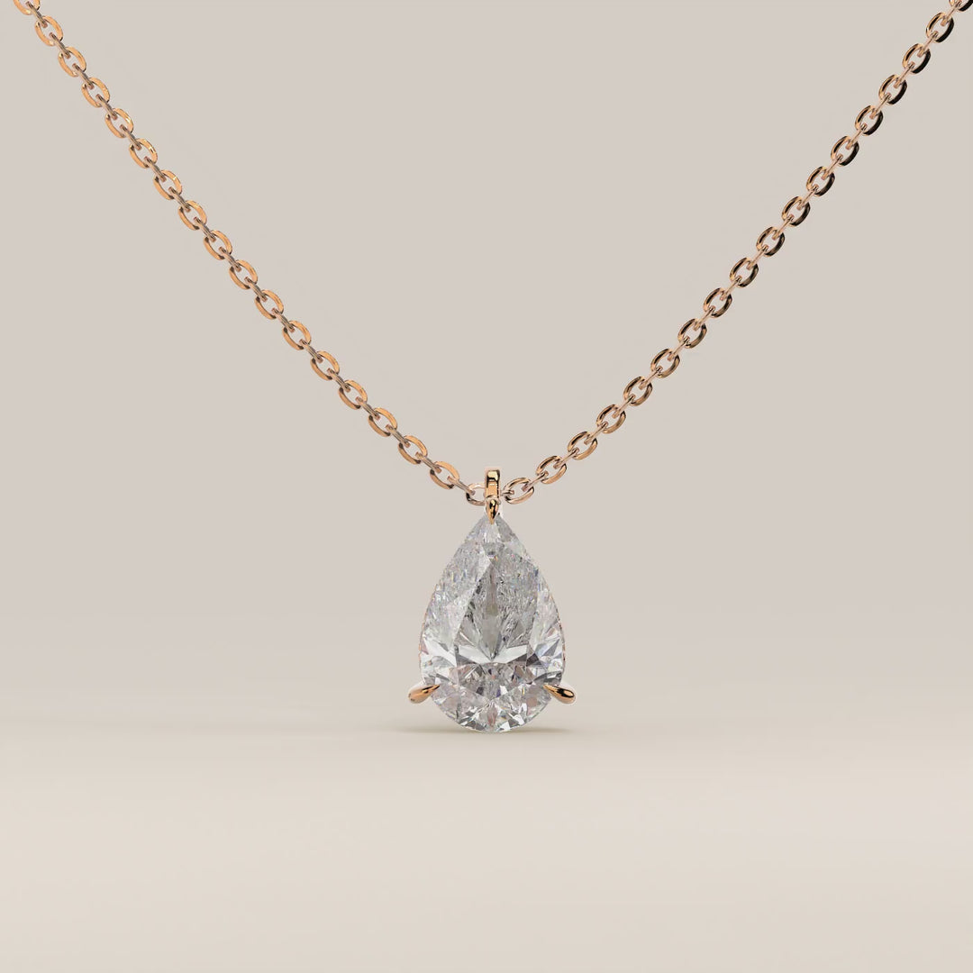 Sophie - Pear Lab Grown Diamond Necklace with Double Hidden Halo