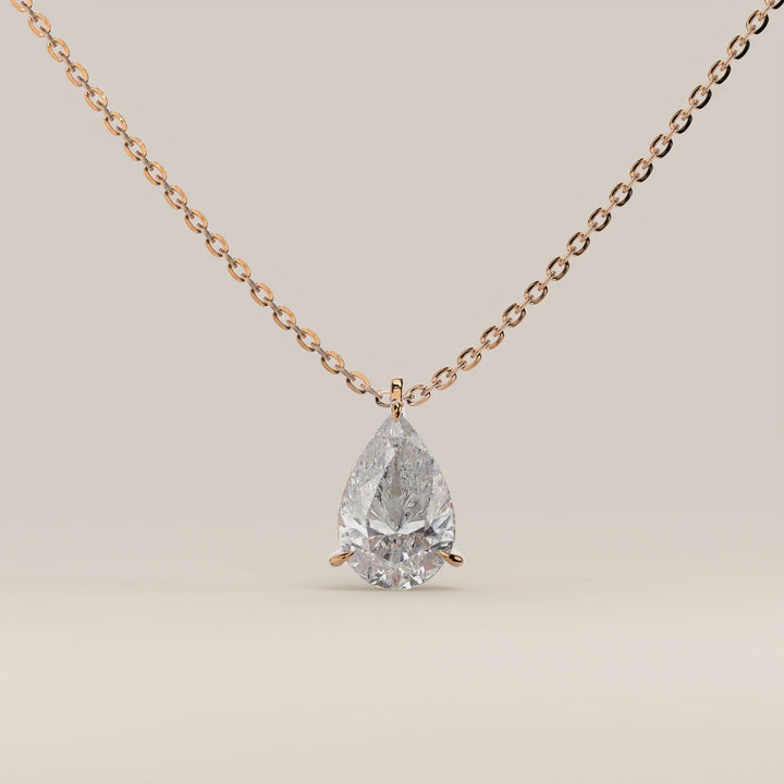 Sophie - Pear Lab Grown Diamond Necklace with Double Hidden Halo