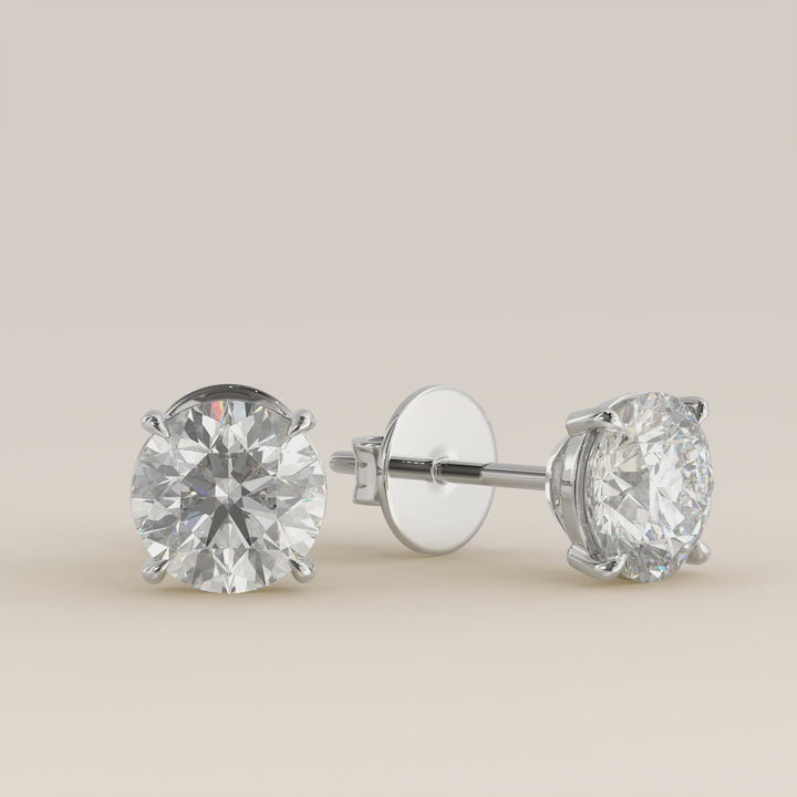 Daisy - Round Brilliant Lab Grown Diamond Stud Earrings - 18K Gold