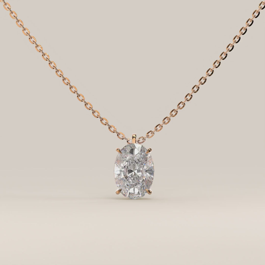 Sophie - Oval Lab Grown Diamond Necklace with Double Hidden Halo