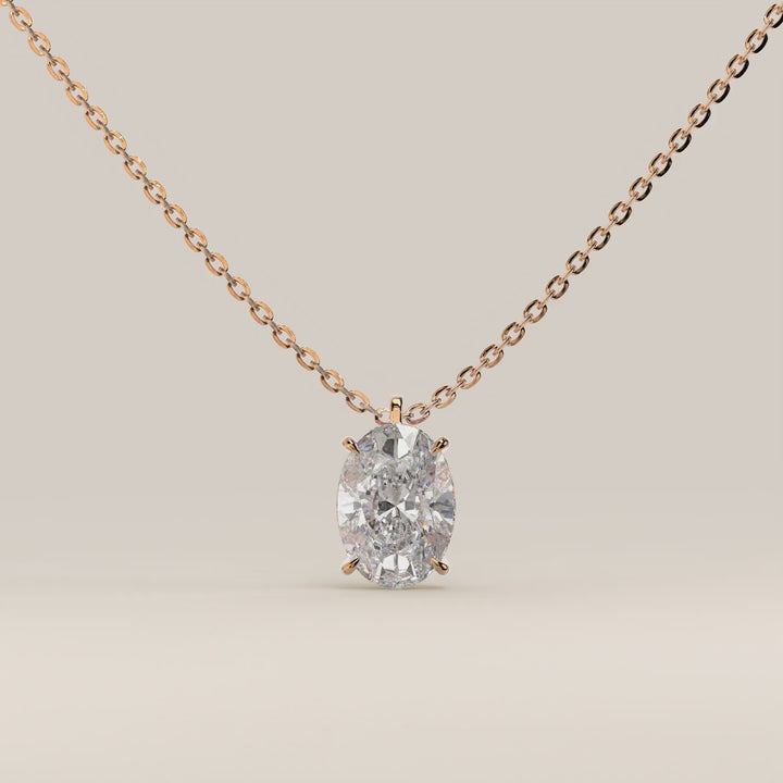 Sophie - Oval Lab Grown Diamond Necklace with Double Hidden Halo