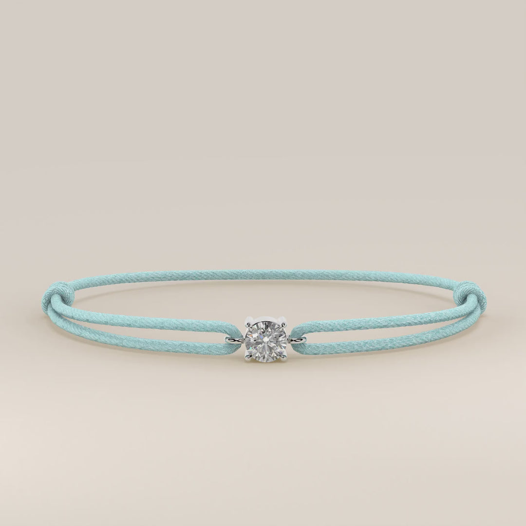 Nora - Round Lab Grown Diamond Pendant Bracelet with Satin Cord