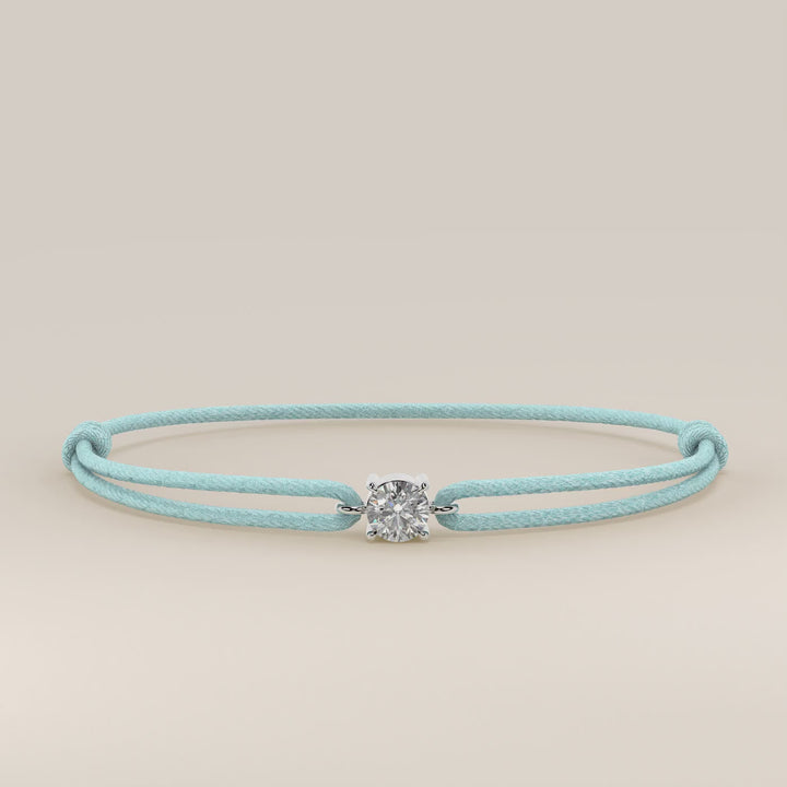 Nora - Round Lab Grown Diamond Pendant Bracelet with Satin Cord
