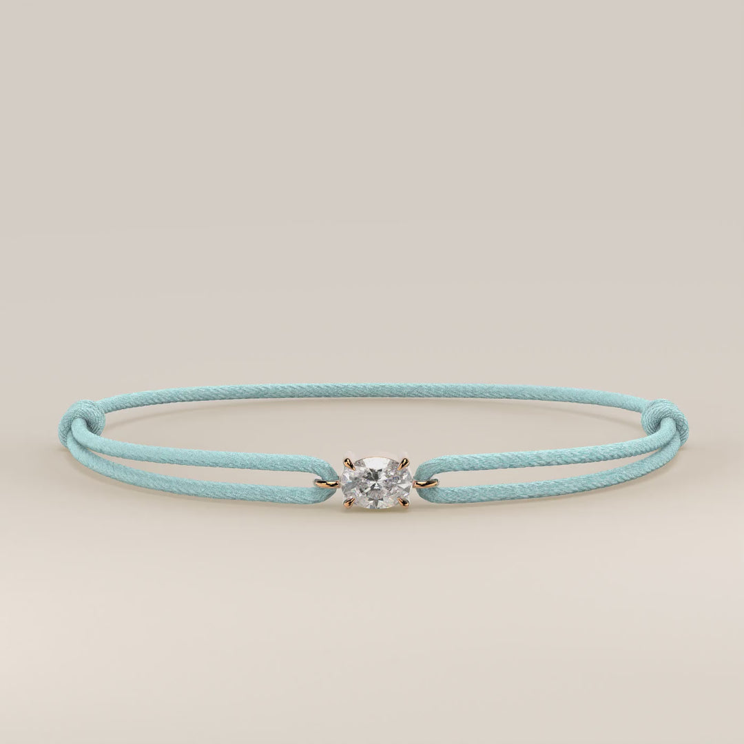 Nora - Oval East to West Lab Grown Diamond Pendant Bracelet with Satin Cord