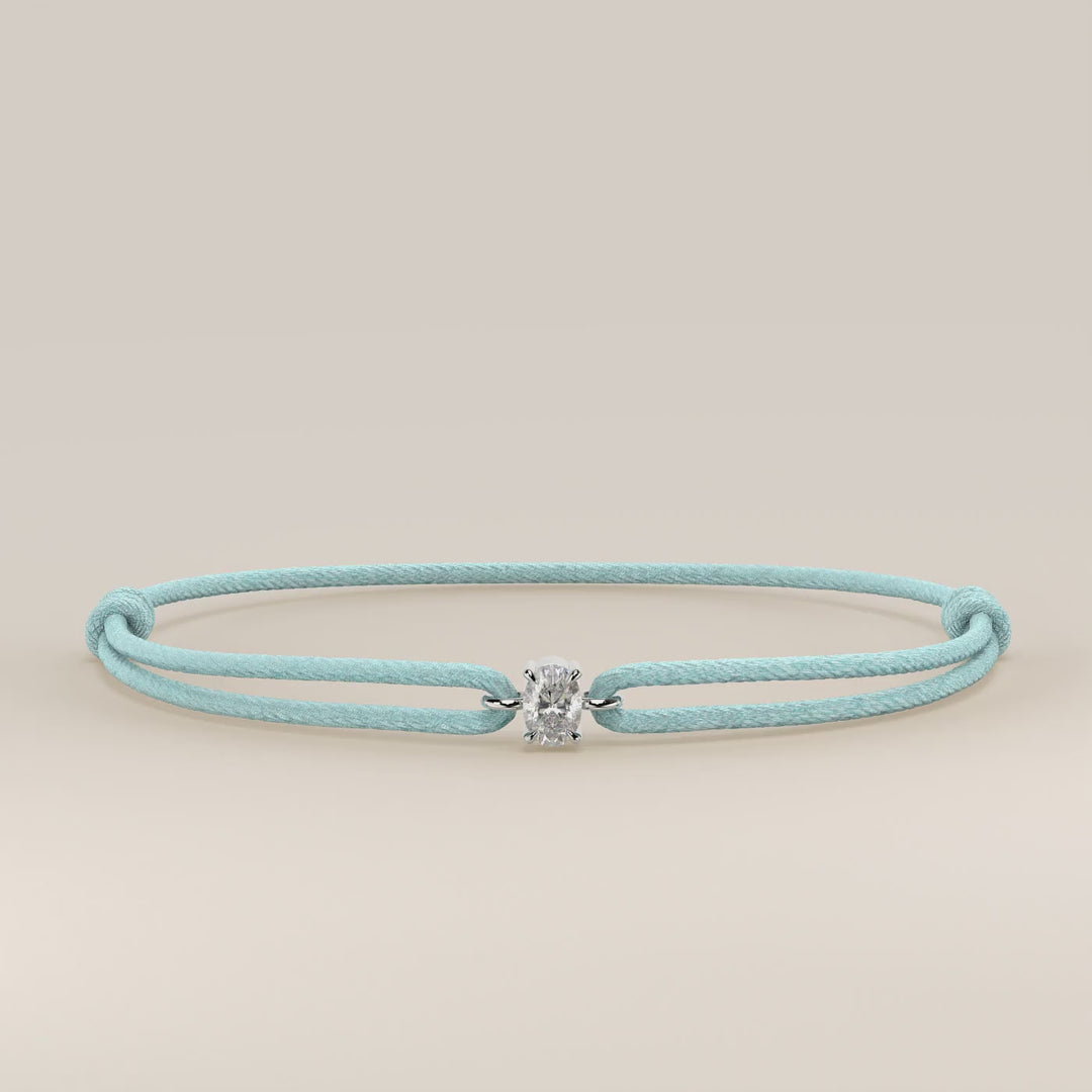 Nora - Oval Lab Grown Diamond Pendant Bracelet with Satin Cord