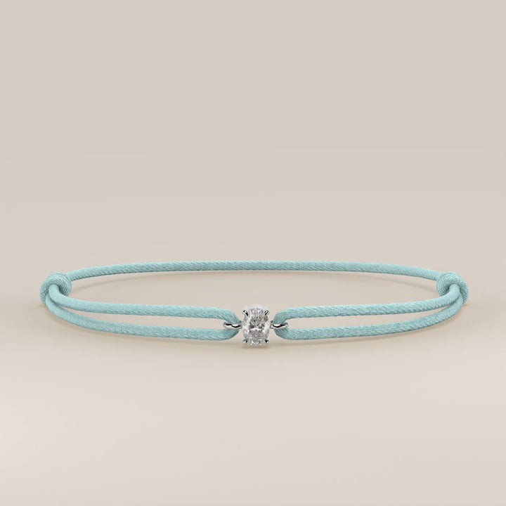 Nora - Oval Lab Grown Diamond Pendant Bracelet with Satin Cord