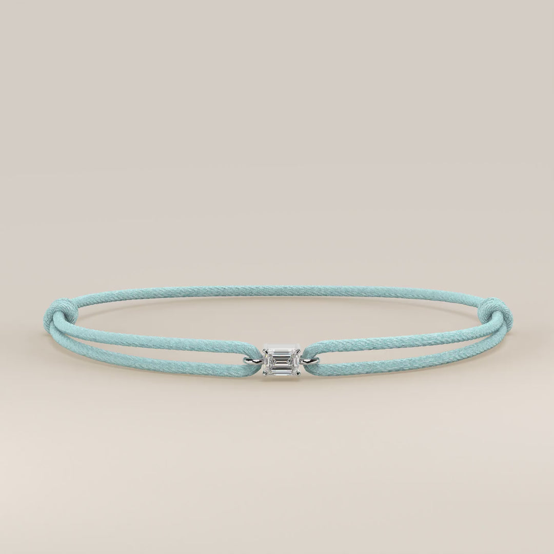 Nora - Emerald Lab Grown Diamond Pendant Bracelet with Satin Cord
