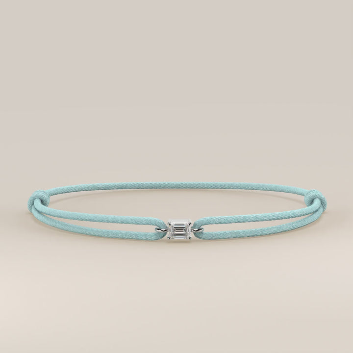 Nora - Emerald Lab Grown Diamond Pendant Bracelet with Satin Cord