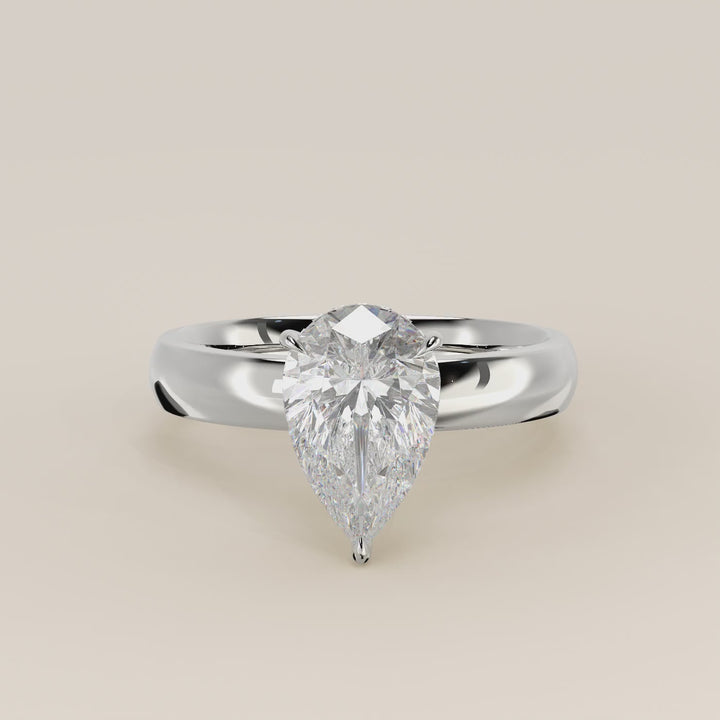 Verlovingsring peer lab grown diamant met brede band en hidden halo, witgoud