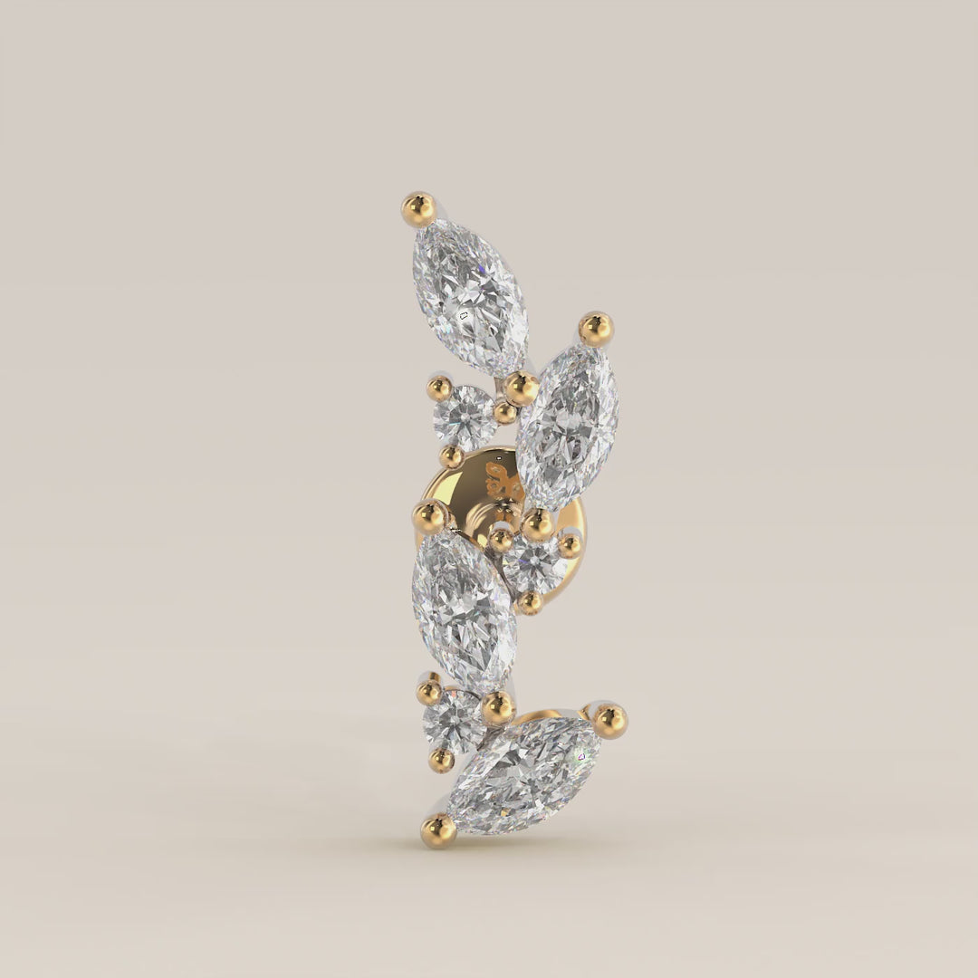 Leaf Marquise Round Cluster Lab Grown Diamond Piercing