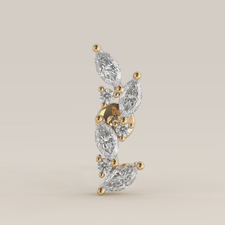 Leaf Marquise Round Cluster Lab Grown Diamond Piercing