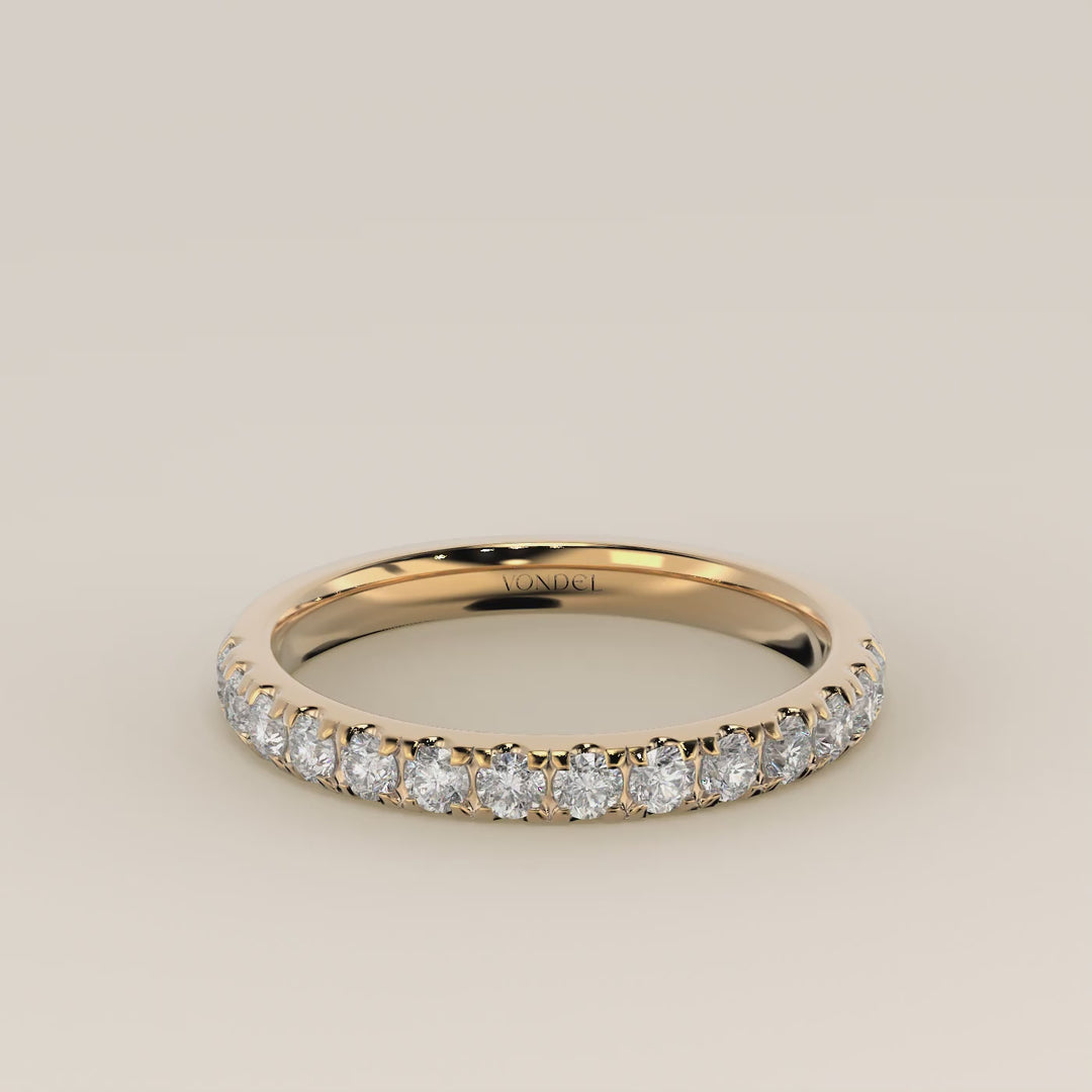 Lab grown diamanten rijring half gezet, geelgoud