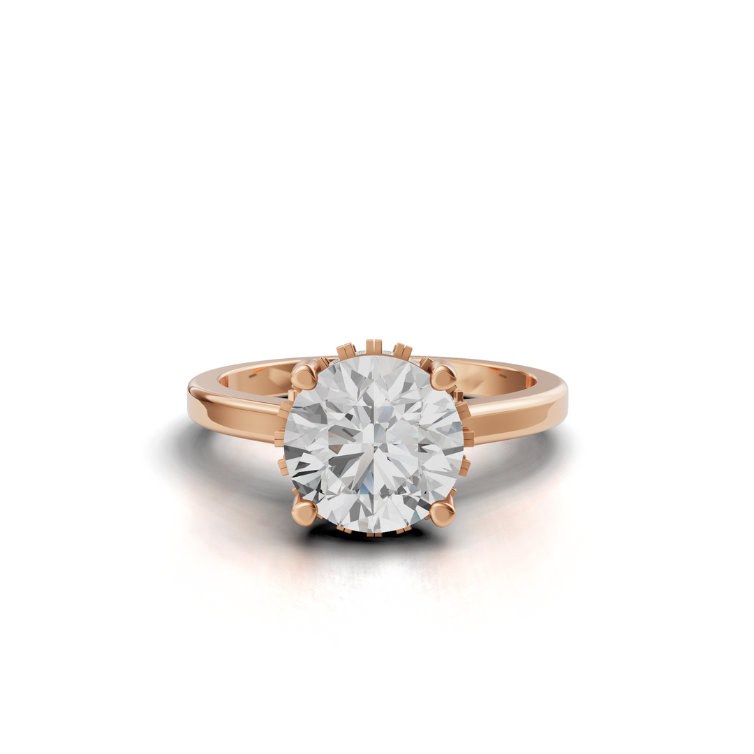 Solitair Hidden Halo Ring met Pave Brug - 18k Geelgoud - 2,23 ct