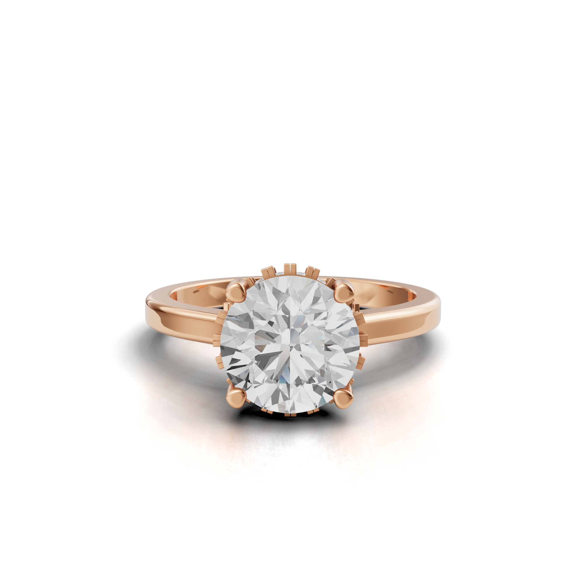 Lucinda - In Stock - Solitair Hidden Halo Lab Grown Diamond Ring with Pave Bridge - 18k Gold - 2,23 ct
