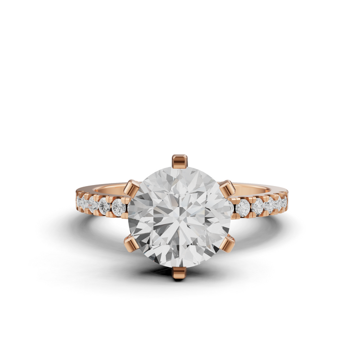 Rond Briljant Solitair met Pave en Moderne Zetting - Platina 950 - 2,95 ct