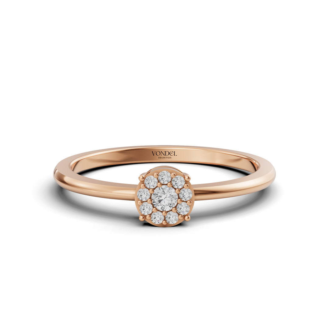 Fijne Ring met Pavé Rondje - 18K Goud - 0,08 ct