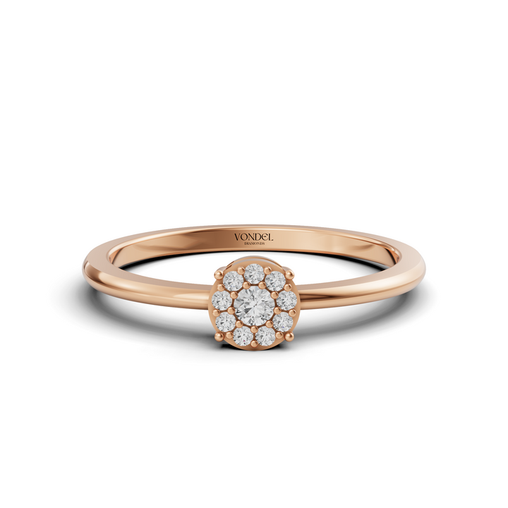 Fijne Ring met Pavé Rondje - 18K Goud - 0,08 ct