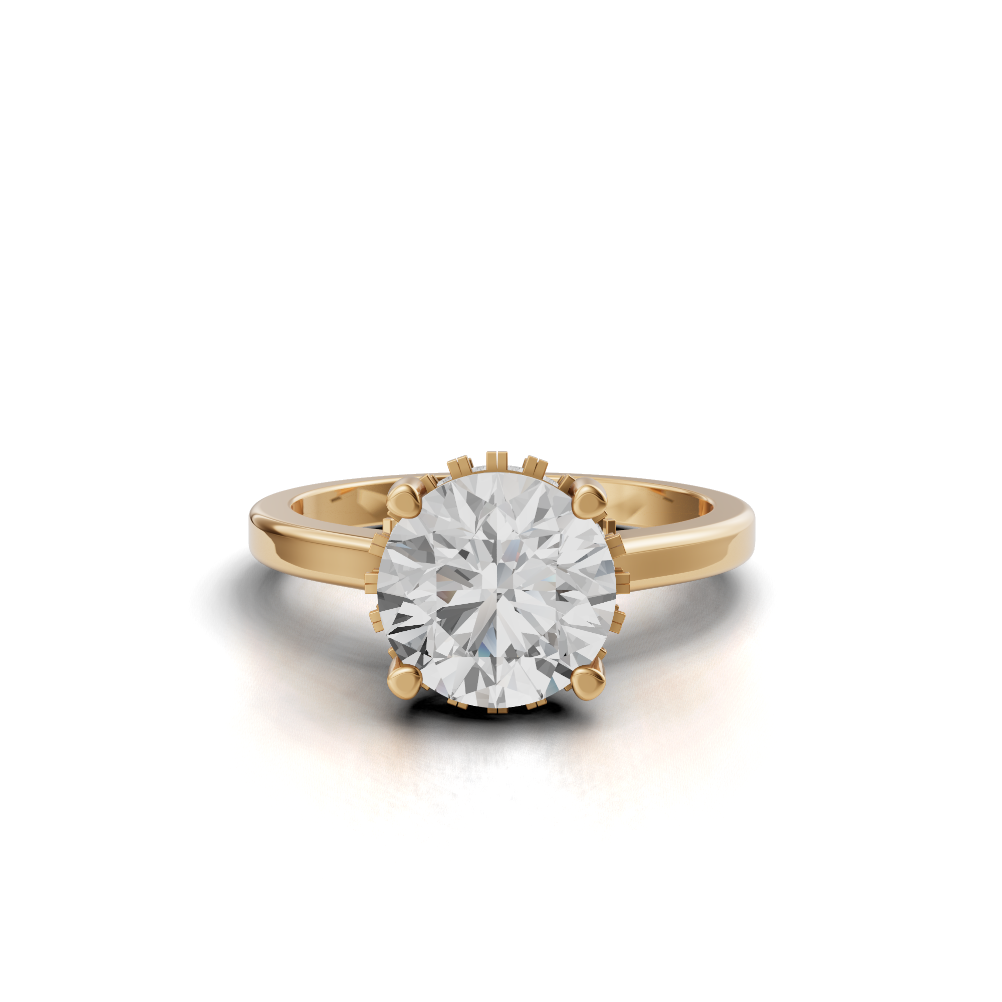 Lucinda - In Stock - Solitair Hidden Halo Lab Grown Diamond Ring with Pave Bridge - 18k Gold - 2,23 ct