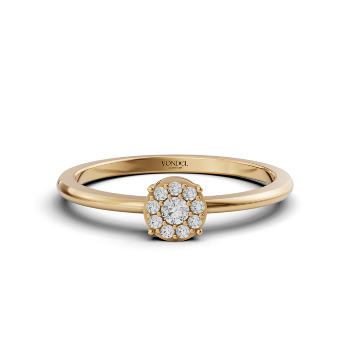 Fijne Ring met Pavé Rondje - 18K Goud - 0,08 ct