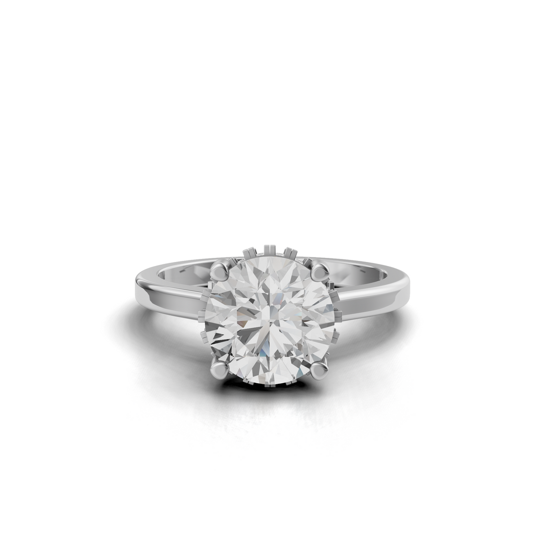 Solitair Hidden Halo Ring met Pave Brug - 18k Geelgoud - 2,23 ct
