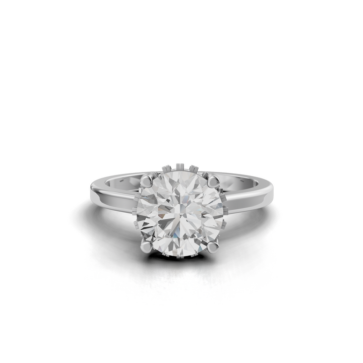 Solitair Hidden Halo Ring met Pave Brug - 18k Geelgoud - 2,23 ct