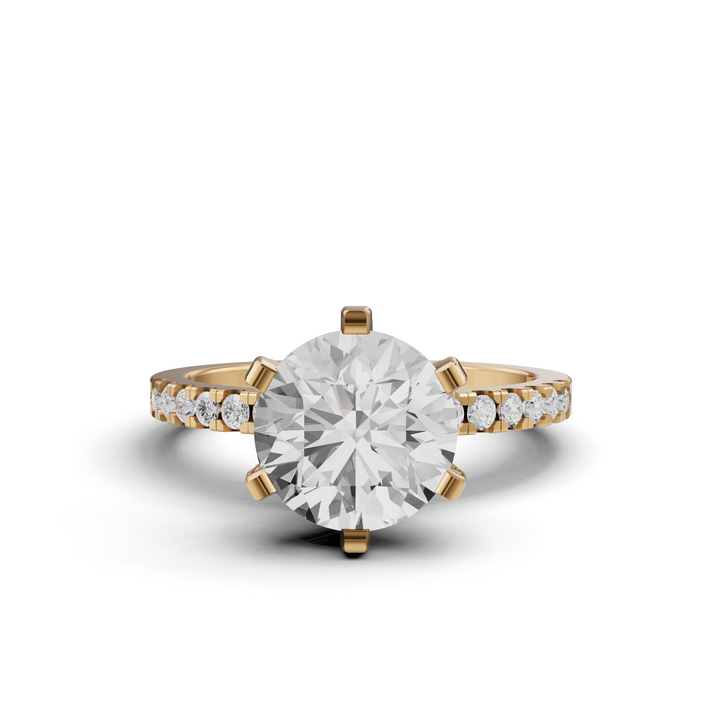Rond Briljant Solitair met Pave en Moderne Zetting - Platina 950 - 2,95 ct