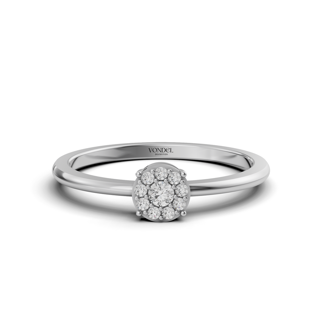 Fijne Ring met Pavé Rondje - 18K Goud - 0,08 ct