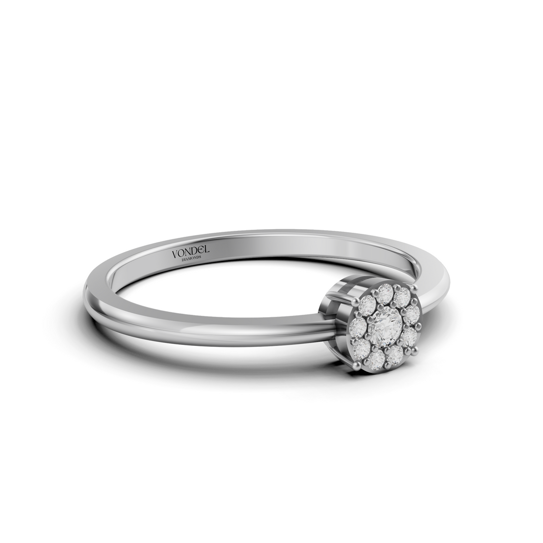 Fijne Ring met Pavé Rondje - 18K Goud - 0,08 ct