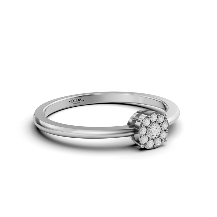 Fijne Ring met Pavé Rondje - 18K Goud - 0,08 ct