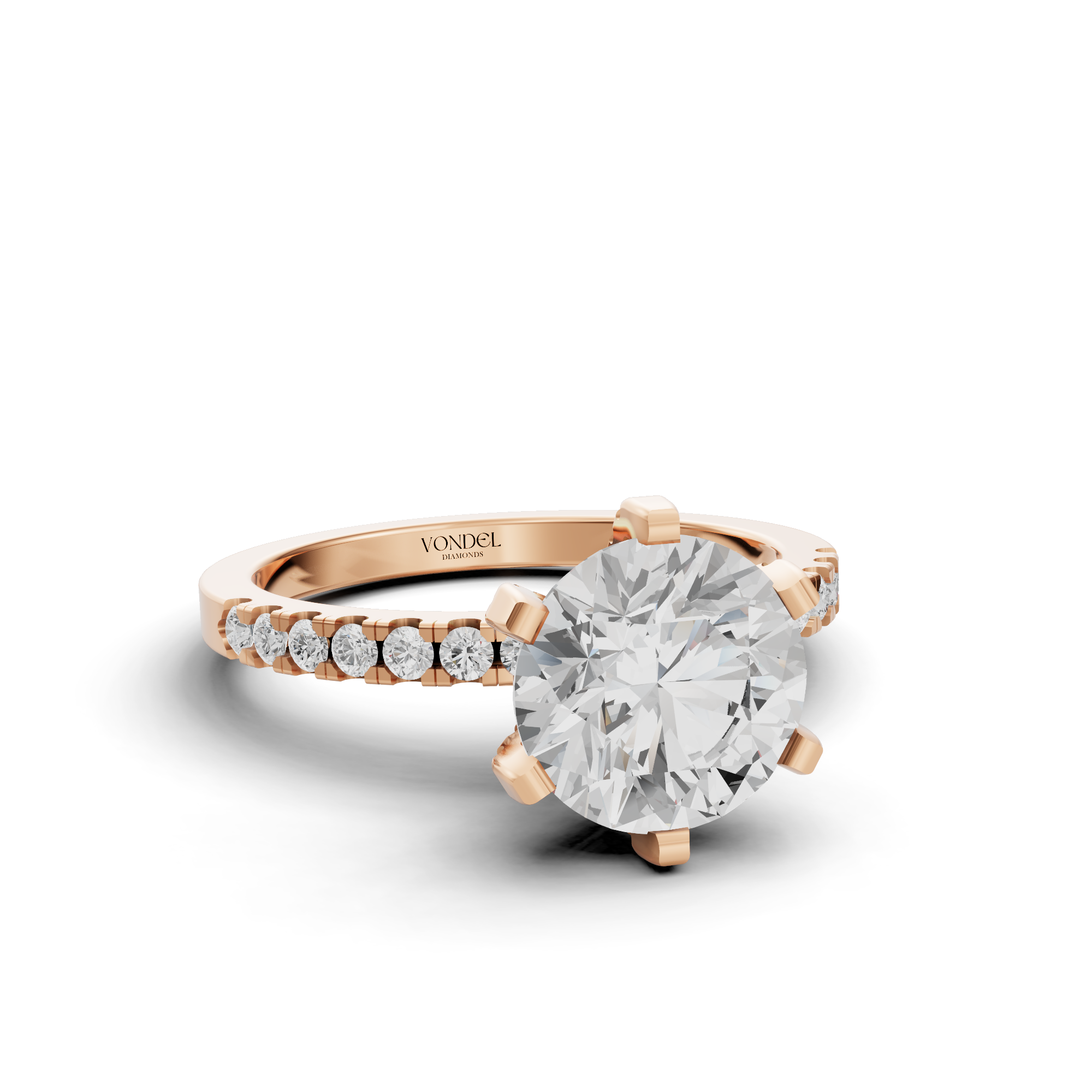 Mabel - In Stock - Round Brilliant Solitair with Pave and Modern Setting - Platina 950 - 2,95 ct