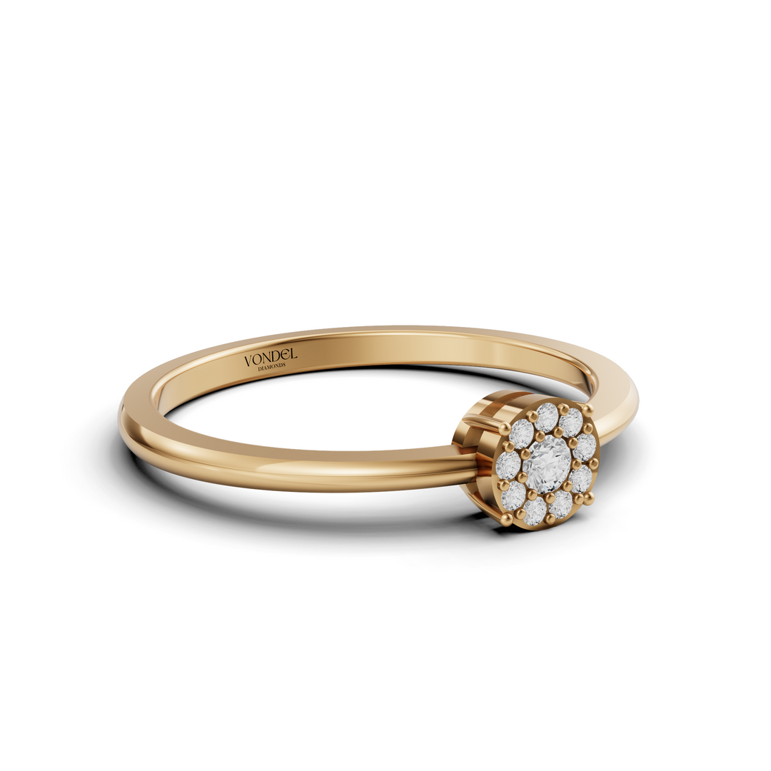 Fijne Ring met Pavé Rondje - 18K Goud - 0,08 ct