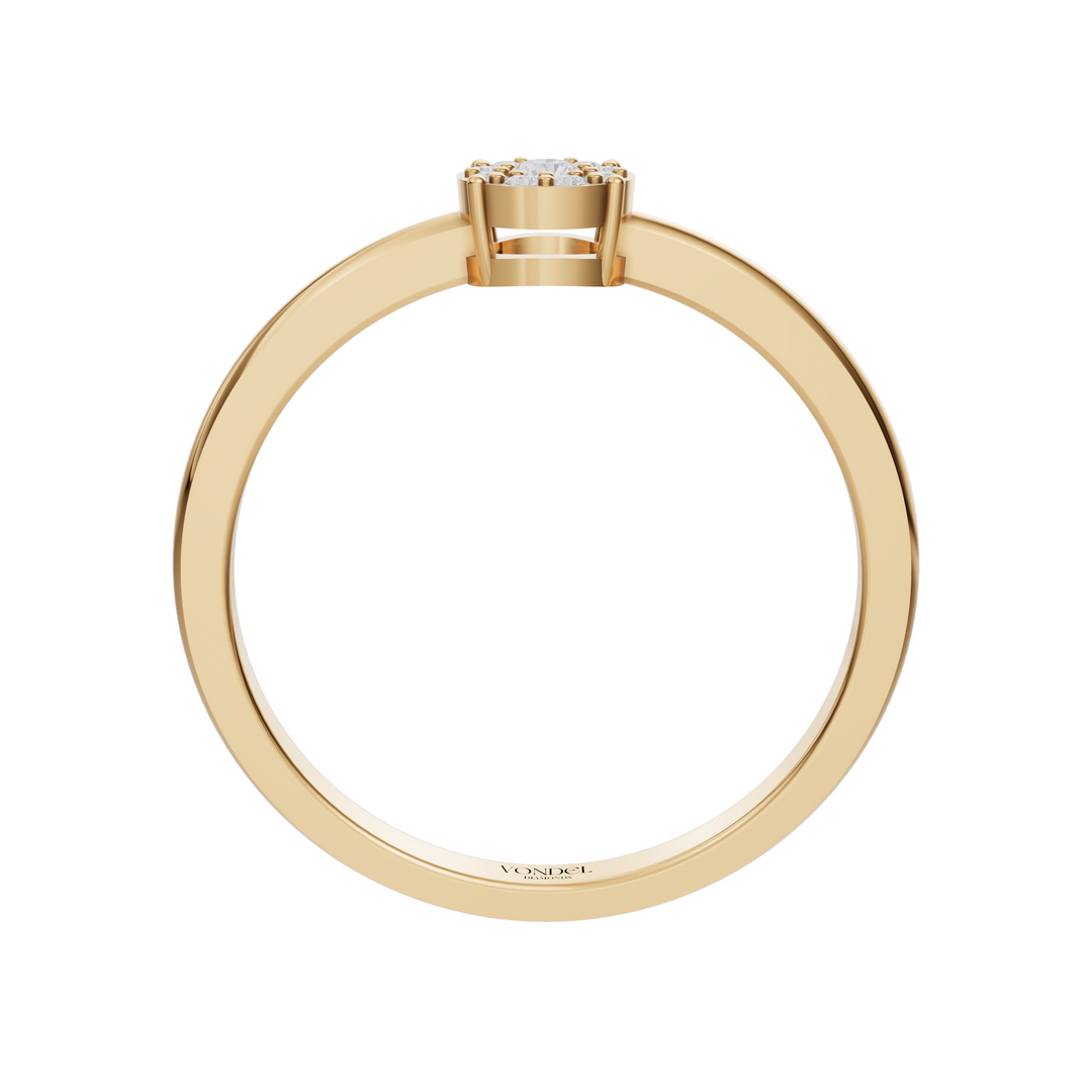 Fijne Ring met Pavé Rondje - 18K Goud - 0,08 ct
