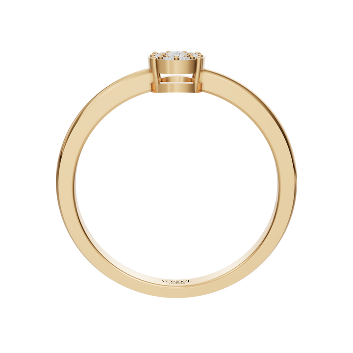 Fijne Ring met Pavé Rondje - 18K Goud - 0,08 ct