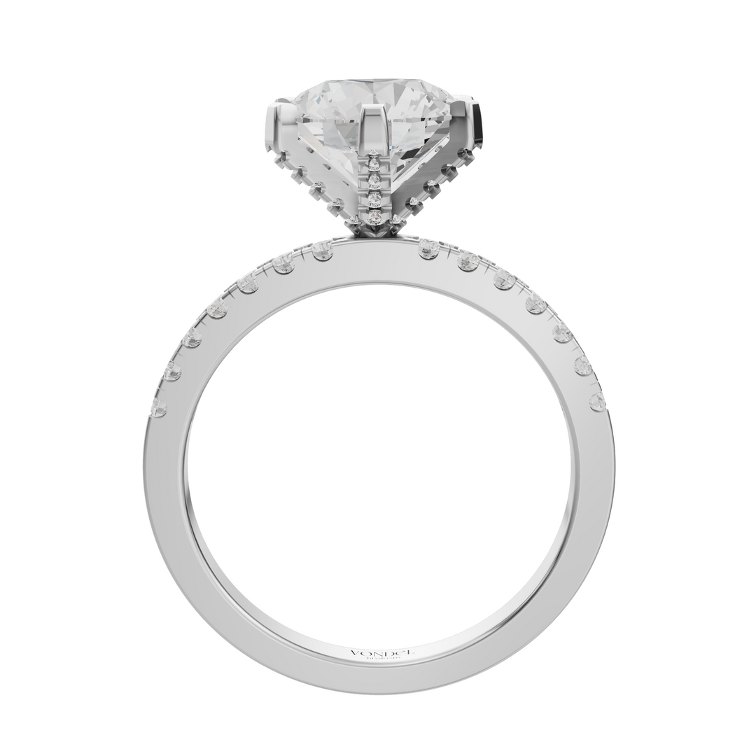 Rond Briljant Solitair met Pave en Moderne Zetting - Platina 950 - 2,95 ct