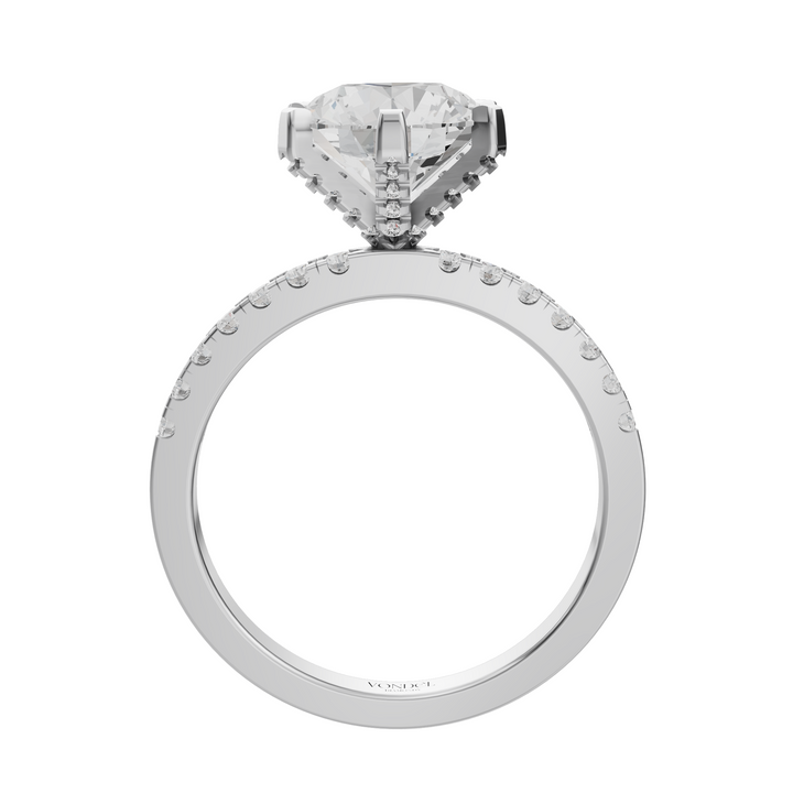 Rond Briljant Solitair met Pave en Moderne Zetting - Platina 950 - 2,95 ct