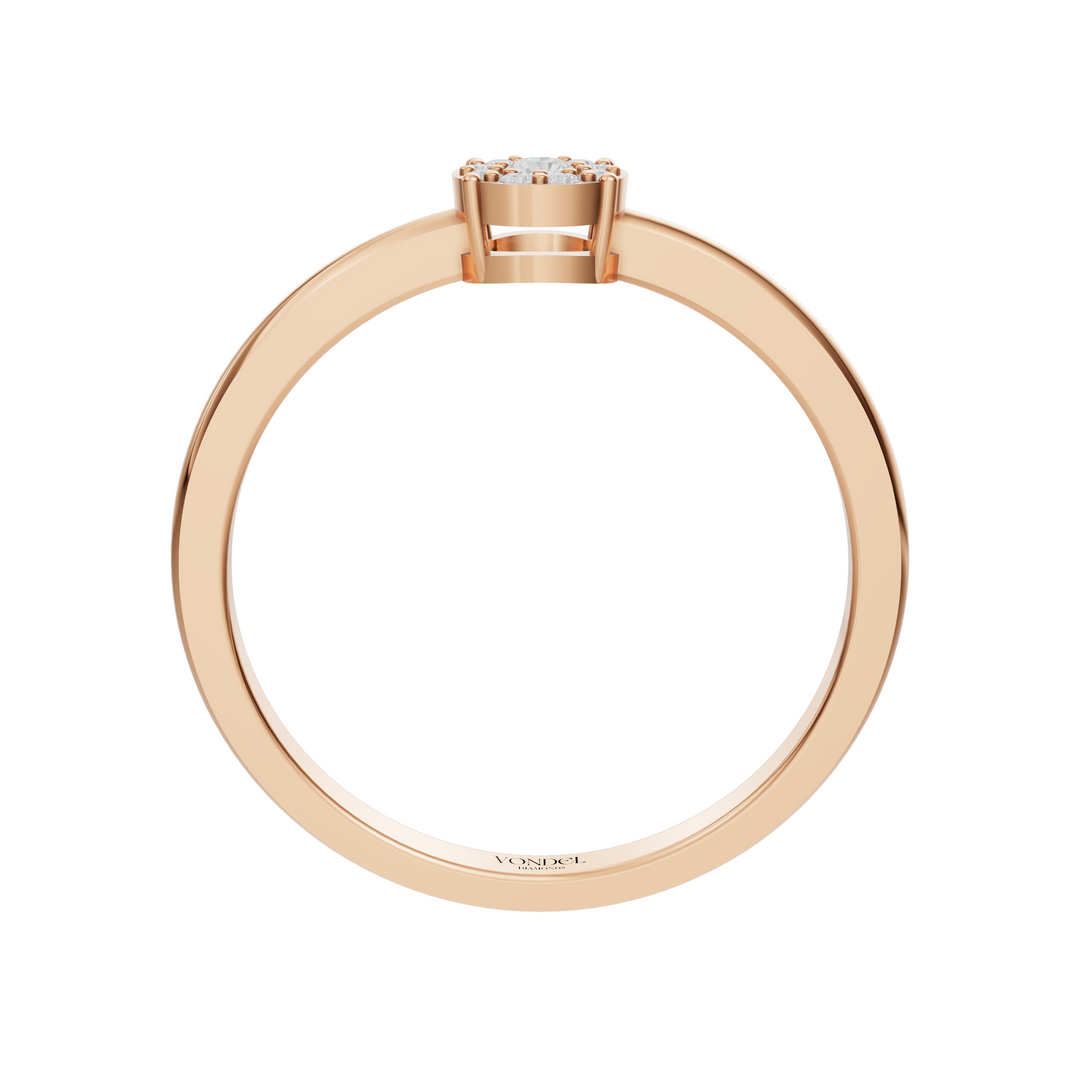 Fijne Ring met Pavé Rondje - 18K Goud - 0,08 ct