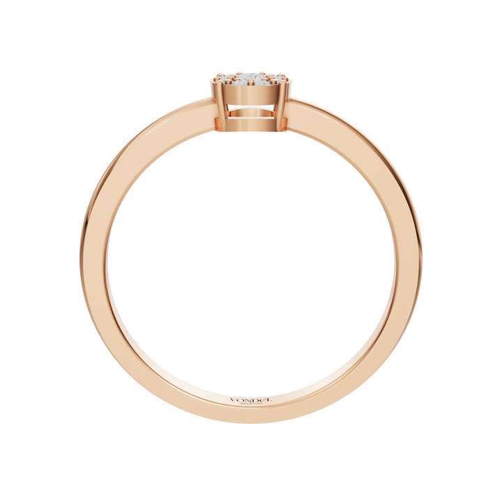 Fijne Ring met Pavé Rondje - 18K Goud - 0,08 ct