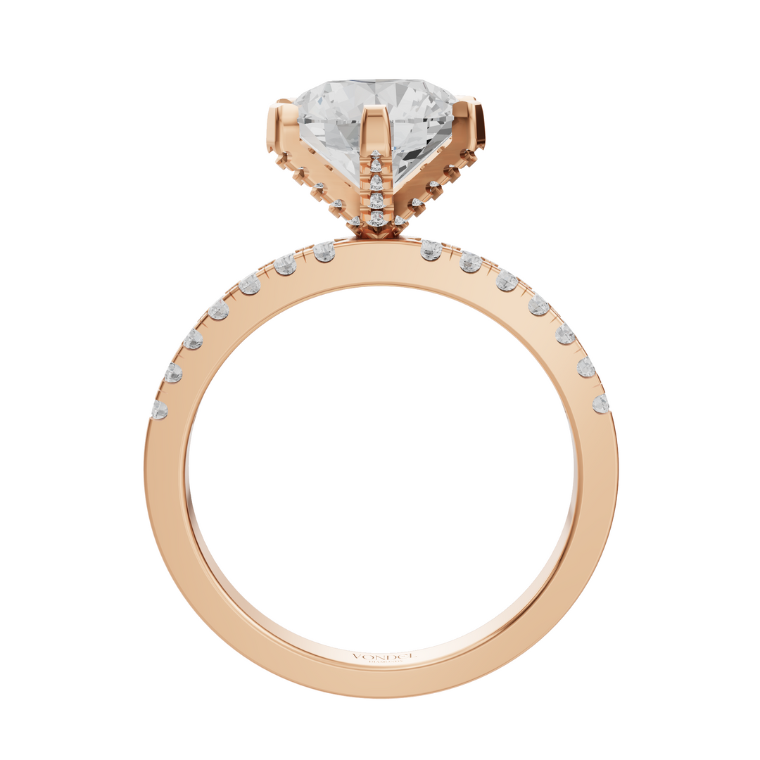 Rond Briljant Solitair met Pave en Moderne Zetting - Platina 950 - 2,95 ct