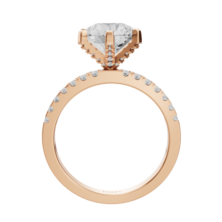 Rond Briljant Solitair met Pave en Moderne Zetting - Platina 950 - 2,95 ct