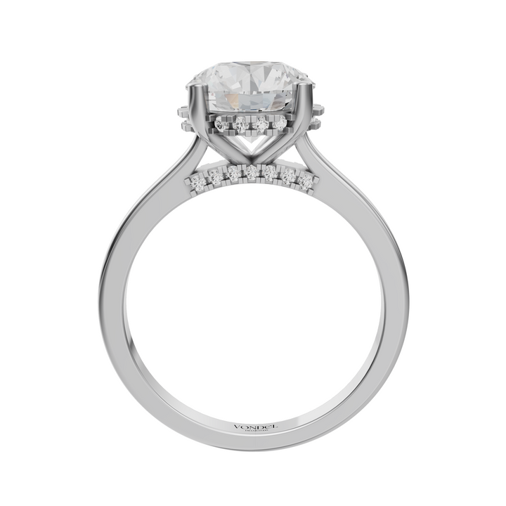 Solitair Hidden Halo Ring met Pave Brug - 18k Geelgoud - 2,23 ct