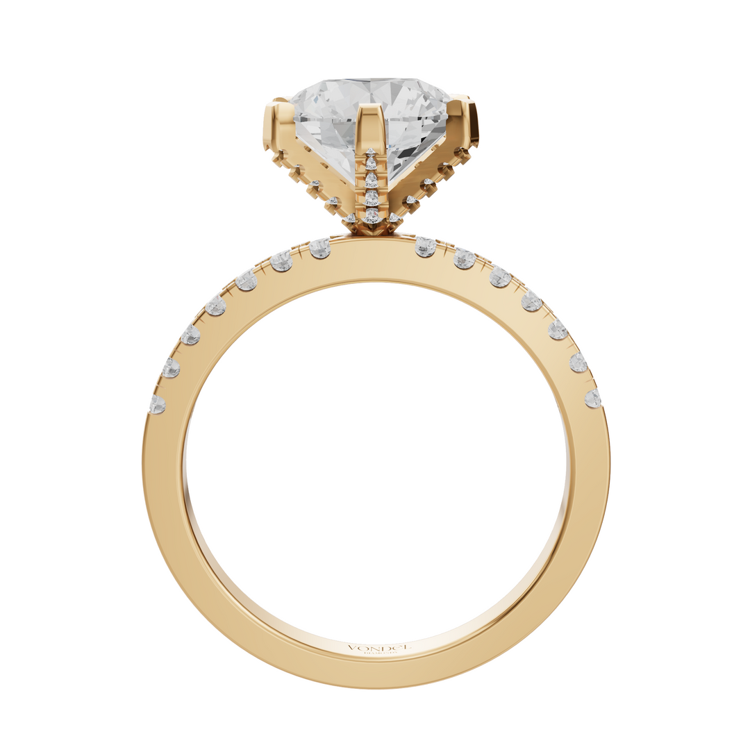 Rond Briljant Solitair met Pave en Moderne Zetting - Platina 950 - 2,95 ct
